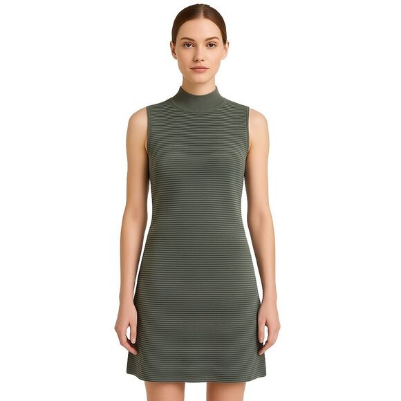 Topshop Dresses & Skirts - Topshop Green Ribbed High Neck Modern Minimalist Sleeveless Dress Womens 8